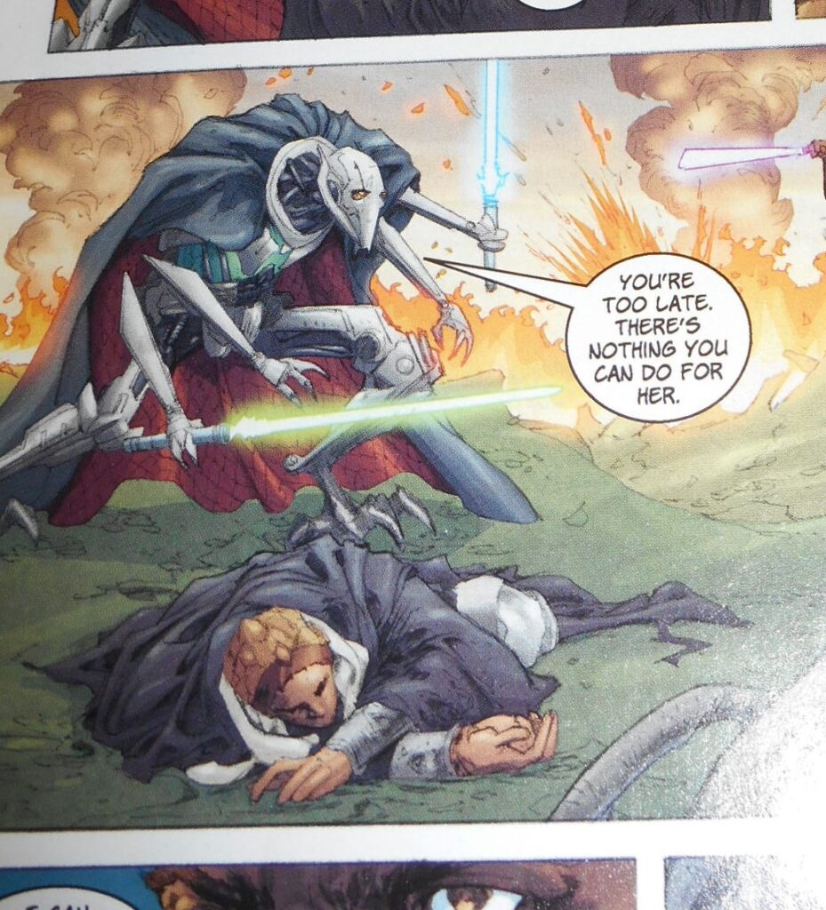 Adi Gallia in Obsession,  battling Grievous after she was 'pried away from her pirate friends'