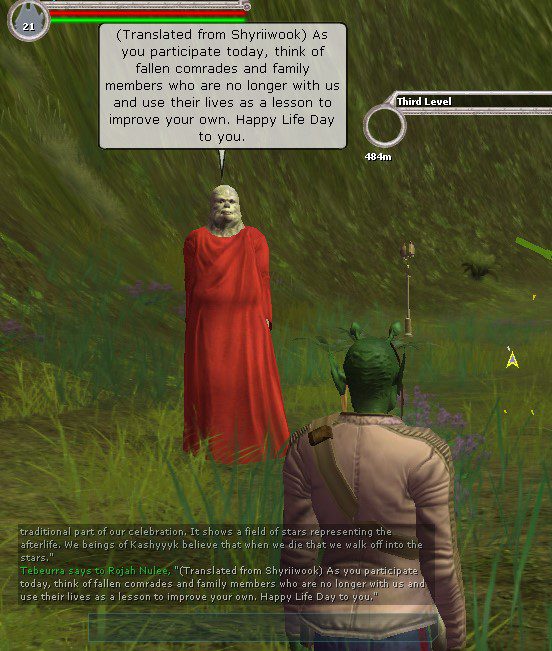 Wookiee explaining LifeDay in Star Wars Galaxies