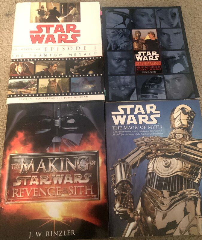 Making of Star Wars The Phantom Menace by Laurent Bouzereau (Author), Judy Duncan , Mythmaking: Behind the Scenes of Star Wars: Episode 2: Attack of the Clone by Jody Duncan , Making of Revenge of the Sith by Rinzler, Star Wars the Magic if Myth by  Mary Henderson 